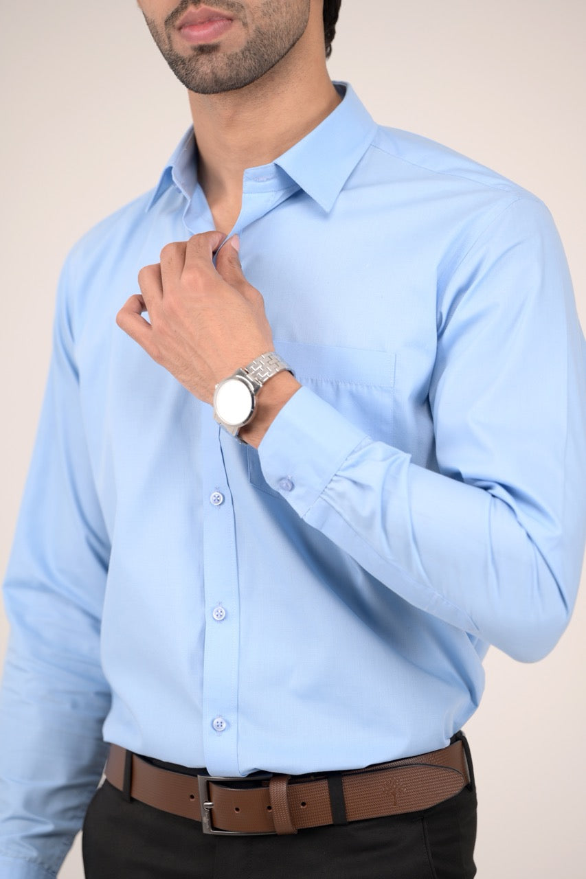 Full Sleeve Men's Formal Shirt - Blue