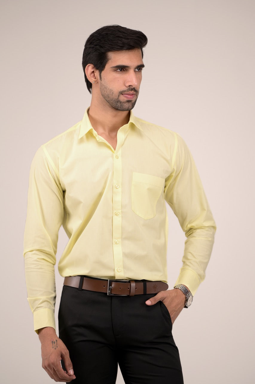 Full Sleeve Men's Formal Shirt - Yellow