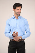 Full Sleeve Men's Formal Shirt - Blue